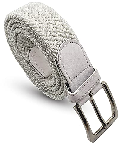 Komfortabel Elastische Geflochtener Stretch Gürtel - Stretchbelt - Stoffgürtel - Gürtel Flecht - Damen und Herren (95 B.W. = Gesamtlänge 110 Cm., Weiß) von Safekeepers