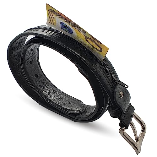 Safekeepers Gürtel mit Geldversteck, Leder Geldgürtel - Geldfach - Gürtel mit Reisverschluss - Moneybelt, Unisex von Safekeepers