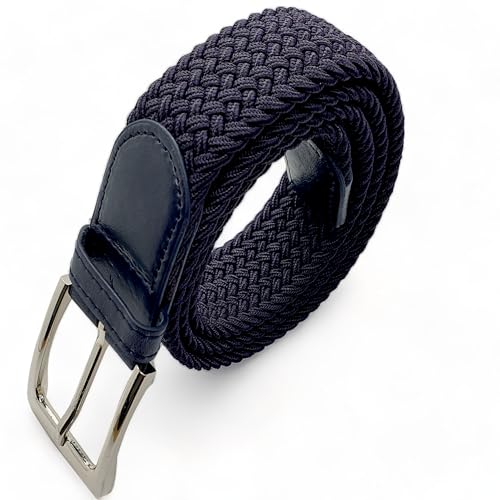 Safekeepers, Komfortabler Stretchgürtel, Elastischer Stoffgürtel, Geflochtener Stretch Gürtel, Stretchbelt - Dehnbarer Gürtel mit PU Leder für Damen und Herren (100 B.W./115 cm), Blau von Safekeepers