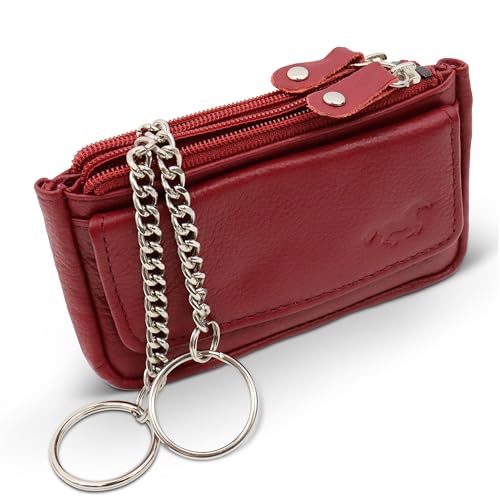 Safekeepers Schlüsseletui Leder - Klein Schlüsseltasche mit Reißverschluss Damen und Herren, Mini Schlüsselmäppchen für Autoschlüssel - Bordeaux von Safekeepers