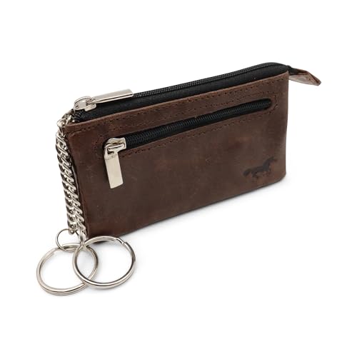 Schlüsseletui aus Leder - Lange Schlüsseltasche - 2 Ringe jägerbraun von Safekeepers