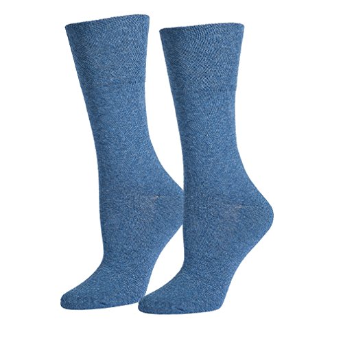 Safersox Silbersocken/Diabetikersocken für Damen und Herren mit Frottesohle, Blau meliert, Gr. 39-42 von Safersox