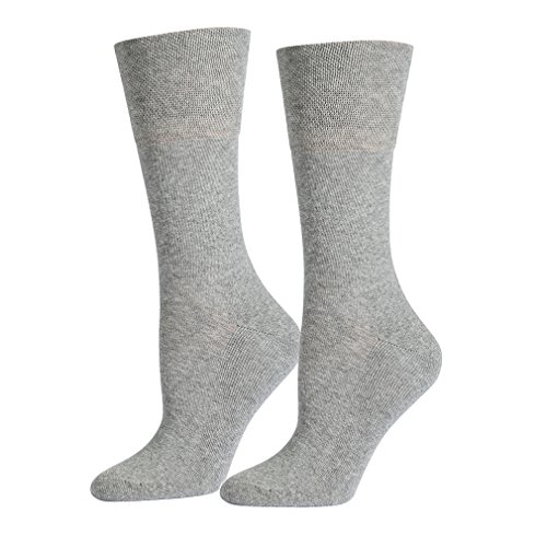 Safersox Silbersocken/Diabetikersocken für Damen und Herren mit Frottesohle, Grau meliert, Gr. 35-38 von Safersox