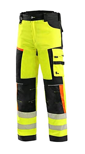 Canis CXS Benson Arbeitshose Herren Cordura reflektierend Winddicht Schutz Hose für Monteure Gärtner Mechaniker Taschen leichte Schutzkleidung; EN20471; Gelb; (58) von Safety 1st