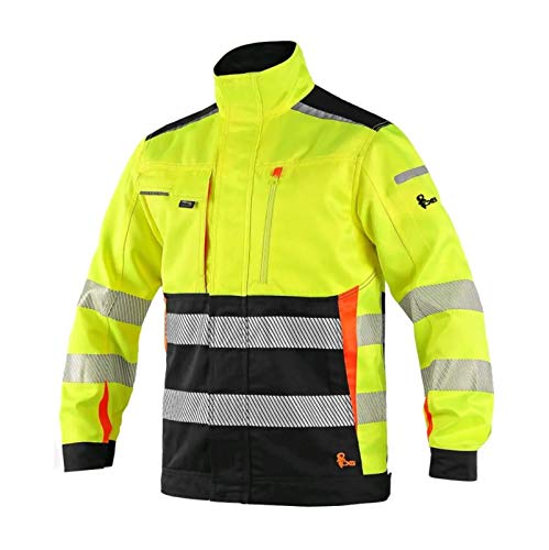 SAFETY Canis CXS Benson Arbeitsjacke Herren Cordura reflektierend Winddicht Warnjacke Monteurjacke Belüftung Reißverschlusstaschen leichte Jacke Schutzkleidung EN20471; Gelb; (50) von Safety 1st