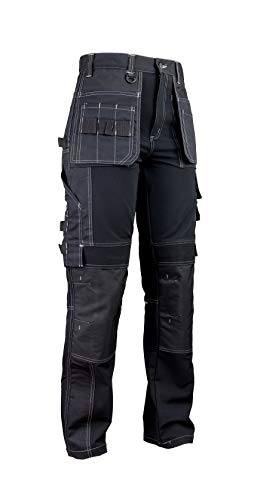 Urgent URG-712 Arbeitshose RIP-Stop Herren Damen Professionelle verstärkte Hose Schutz für Monteure Gärtner Mechaniker Taschen leichte Schutzkleidung schwarz (48) von Safety 1st