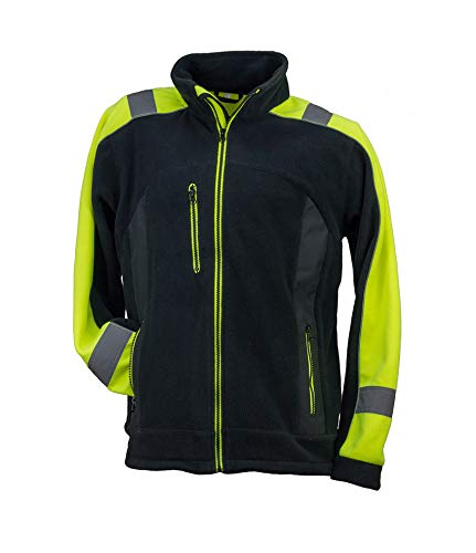 Safety 1st Urgent URG-C Polar Fleecejacke Professionelle Arbeitsjacke schützende Warnjacke fleeceisolierte 300g/m2 Schutzjacke reflektierende Mantel Taschen Herren Jacke EN340 schwarz mit gelb (XXL) von Safety 1st