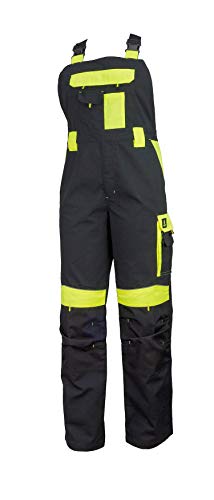 Urgent URG-Y Latzhose Herren reflektierend Arbeitshose Schutz für Maler Stuckateur Monteur Gärtner Mechaniker Cargohose große Taschen leichte Hose Damen Schutzkleidung; schwarz mit gelb; (50) von Safety 1st