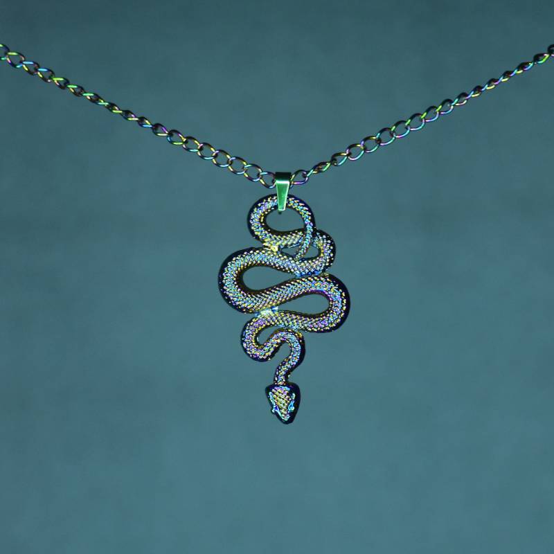 Crowley Regenbogen Kette Schlange Tattoo Halskette - Effable Husbands Demon von SafetyNetShop