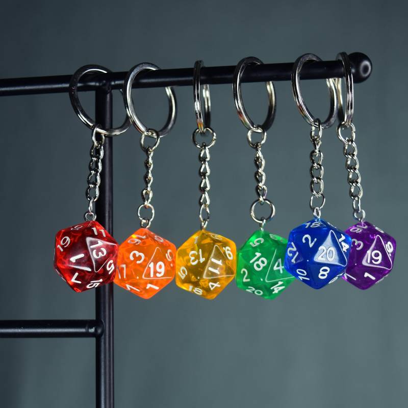 Transparente Regenbogen W20 Würfel Schlüsselanhänger - Und Drachen Ttrpg Schmuck von SafetyNetShop