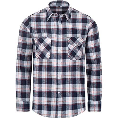 Safetytex Flanell Arbeitshemd - Holzfäller Hemd aus Baumwolle - Kariertes Flanellhemd - Langarm Karohemd - Marine/hellblau/rot kariert - Größe M von Safetytex