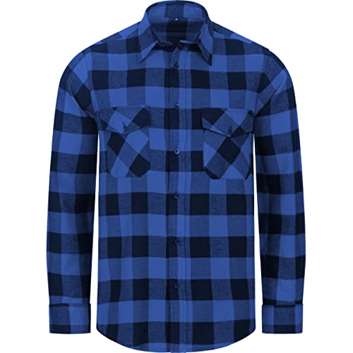Safetytex Flanell Arbeitshemd - Holzfäller Hemd aus Baumwolle - Kariertes Flanellhemd - Langarm Karohemd - blau/schwarz kariert - Größe 3XL von Safetytex