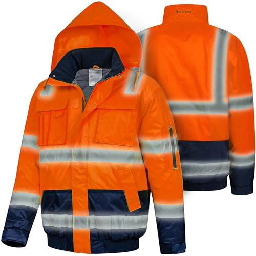 Safetytex Warnschutz Pilotjacke Arbeitsjacke Warnschutzjacke Pilotenjacke HI VIZ Thermo Jacke von Safetytex