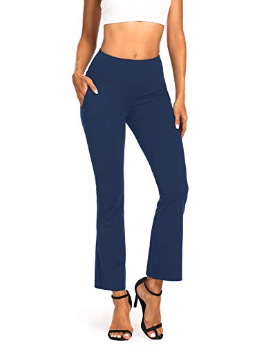 SAFORT Bootcut Yogahose für Damen, 71,1 cm, 76,2 cm, 81,3 cm, 86,4 cm, Schrittlänge mit Taschen, hohe Taille, Caprihose, Stretchhose für die Arbeit, blau, L von SAFORT