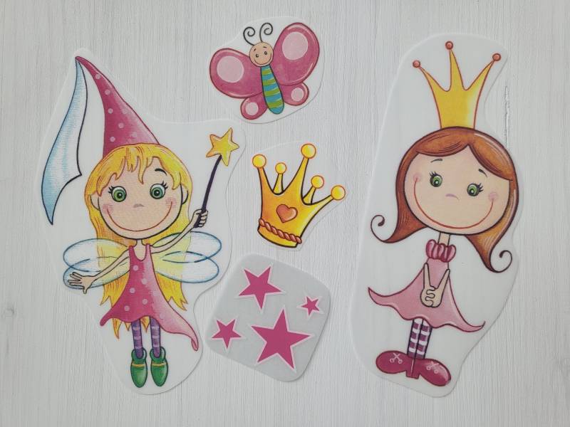 Bügelbild Fee Prinzessin Geburtstag Bügelmotiv Patch Transfer Iron On Sterne Krone von SafuriDesign