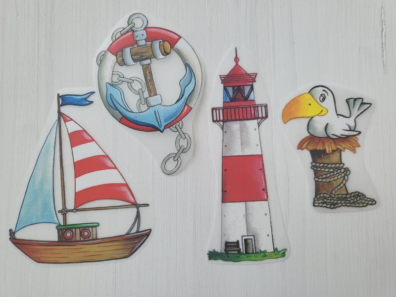 Bügelbild Maritim Leuchtturm Bügelmotiv Patch Transfer Segelboot von SafuriDesign