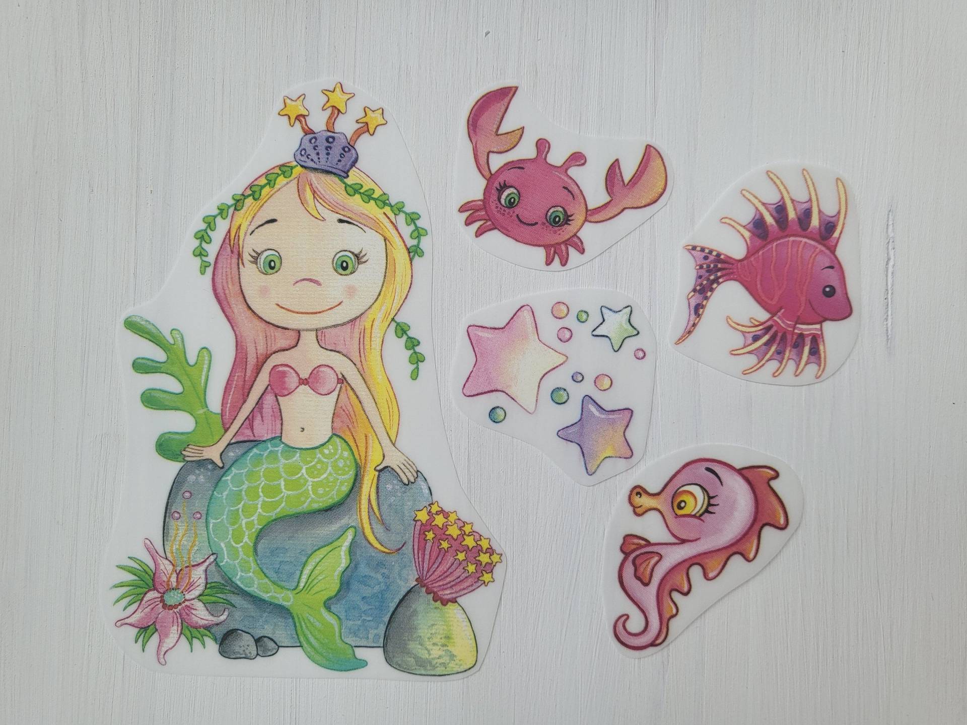 Bügelbild Meerjungfrau Bügelmotiv Patch Transfer Seepferdchen von SafuriDesign