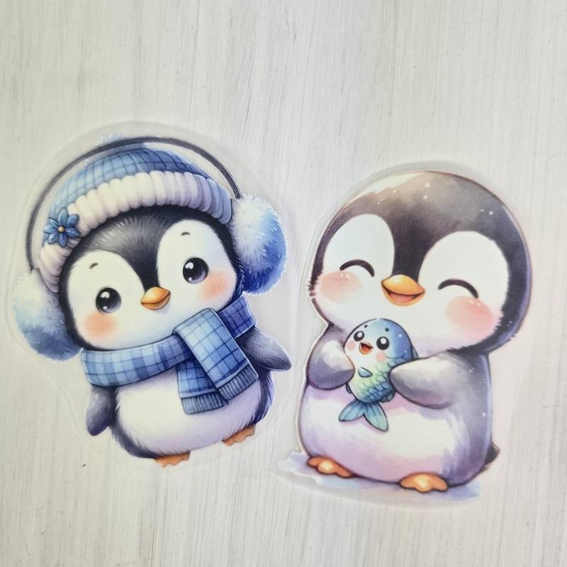 Bügelbilder 2 Pinguine Bügelmotiv Patch Transfer Winter von SafuriDesign