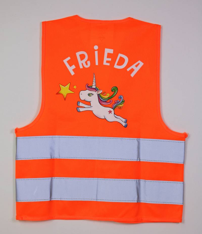 Warnweste Kind Mit Wunschnamen Einhorn Regenbogen Und Stern, Signalweste Mädchen von SafuriDesign