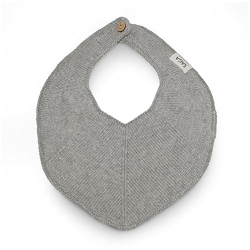 Saga Copenhagen Lätzchen für Babys & Kleinkinder, aus 100% Organische Baumwolle, 19x25cm | Fjola - Grey Mélange von Saga Copenhagen