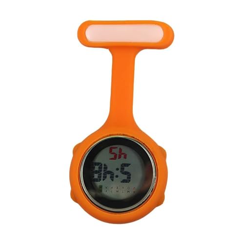 SagaSave Schwesternuhr mit Clip, Digital Krankenschwester Uhren Digitaler Bildschirm Stille Elektronische Leuchtende Krankenschwester Uhr für Doktor und Pflegepersonal, Orange von SagaSave