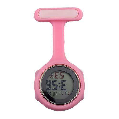 SagaSave Schwesternuhr mit Clip, Digital Krankenschwester Uhren Digitaler Bildschirm Stille Elektronische Leuchtende Krankenschwester Uhr für Doktor und Pflegepersonal, Rosa von SagaSave