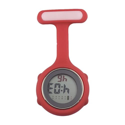 SagaSave Schwesternuhr mit Clip, Digital Krankenschwester Uhren Digitaler Bildschirm Stille Elektronische Leuchtende Krankenschwester Uhr für Doktor und Pflegepersonal, Rot von SagaSave