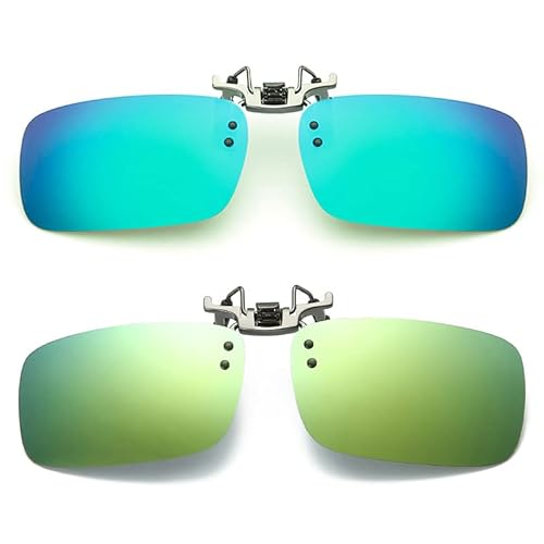 Polarisierte aufklammer ige Sonnenbrille, UV400 Sonnenbrille Polarisierte Linsen Clip, Anti-Glare Tag Myopie Nachtsicht brille, Blau Grün + Gelbgrün, M von SagaSave
