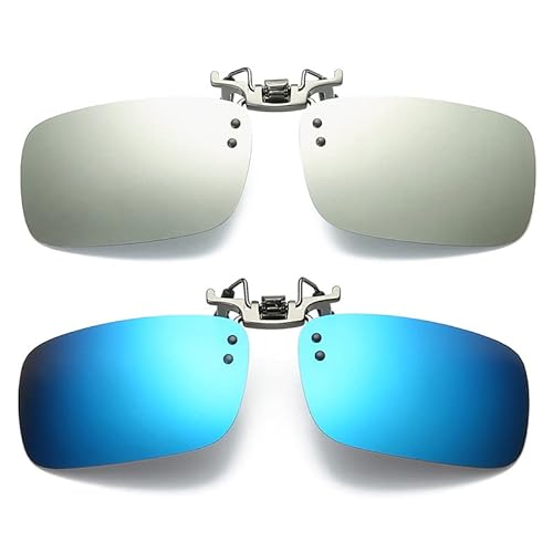 Polarisierte aufklammer ige Sonnenbrille, UV400 Sonnenbrille Polarisierte Linsen Clip, Anti-Glare Tag Myopie Nachtsicht brille, Silber + Blau, M von SagaSave