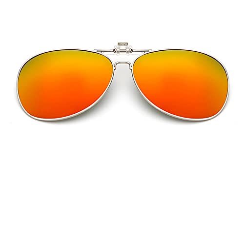 SagaSave Sonnenbrille mit polarisierten Gläsern zum Aufstecken, polarisierte Tag- oder Nachtsonnenbrille, modischer Clip zum Aufstecken über Korrektionsbrillen für Autofahren und im Freien (Orange) von SagaSave