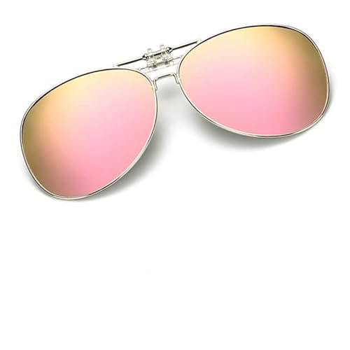 SagaSave Sonnenbrille mit polarisierten Gläsern zum Aufstecken, polarisierte Tag- oder Nachtsonnenbrille, modischer Clip zum Aufstecken über Korrektionsbrillen für Autofahren und im Freien (Pink) von SagaSave