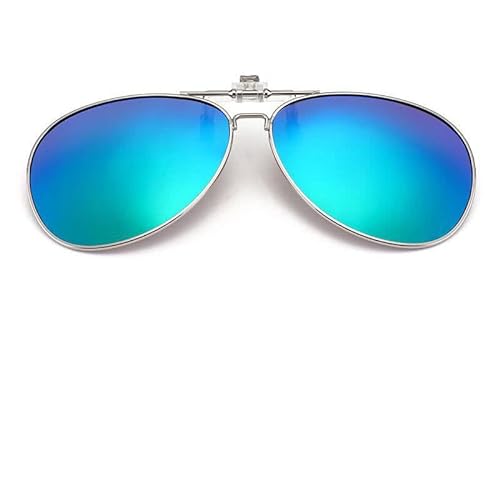 SagaSave Sonnenbrille mit polarisierten Gläsern zum Aufstecken, polarisierte Tag- oder Nachtsonnenbrille, modischer Clip zum Aufstecken über Korrektionsbrillen für Autofahren und im Freien (Blaugrün) von SagaSave