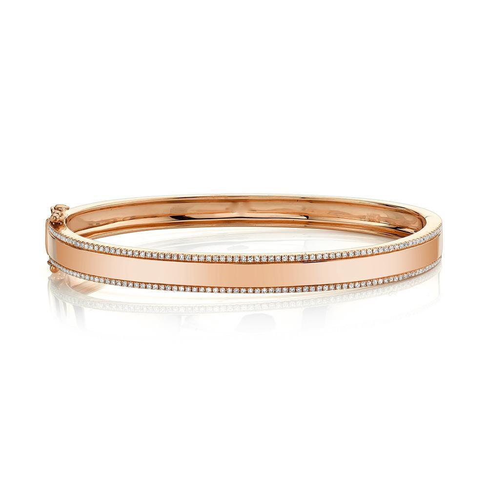 14K Rose Gold Diamant Id Armreif Armband Weißgold Womens Runde Geschnitten Zertifiziert Natürliche 0, 47Ct Geschenk Für Ihre Sperre Riegel von SageDesignsLA