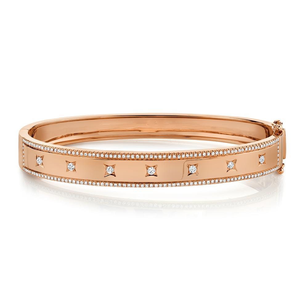 14K Rose Rosa Gold Diamant Armreif Armband Runde Geschnitten Zertifiziert Natürliche 0, 55Ct Hoch Poliert Breiten Geschenk Für Ihre Konflikt Frei von SageDesignsLA