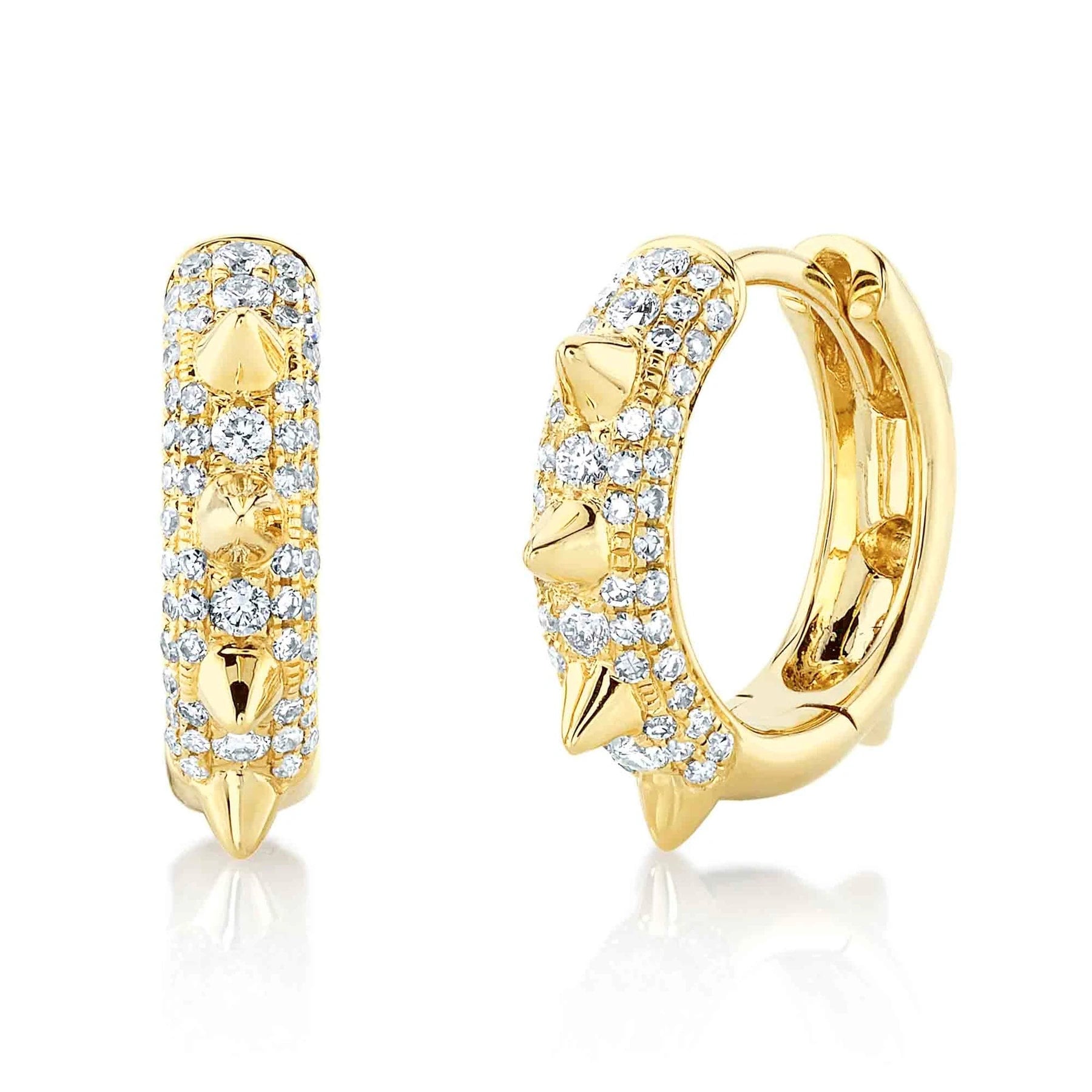 14K Solide Gold Diamant Spike Huggie Ohrringe Spiky 0.34Ct Natürlich Pave Set Rund Schliff Geschenk Für Sie Konfliktfrei Ethisch von SageDesignsLA