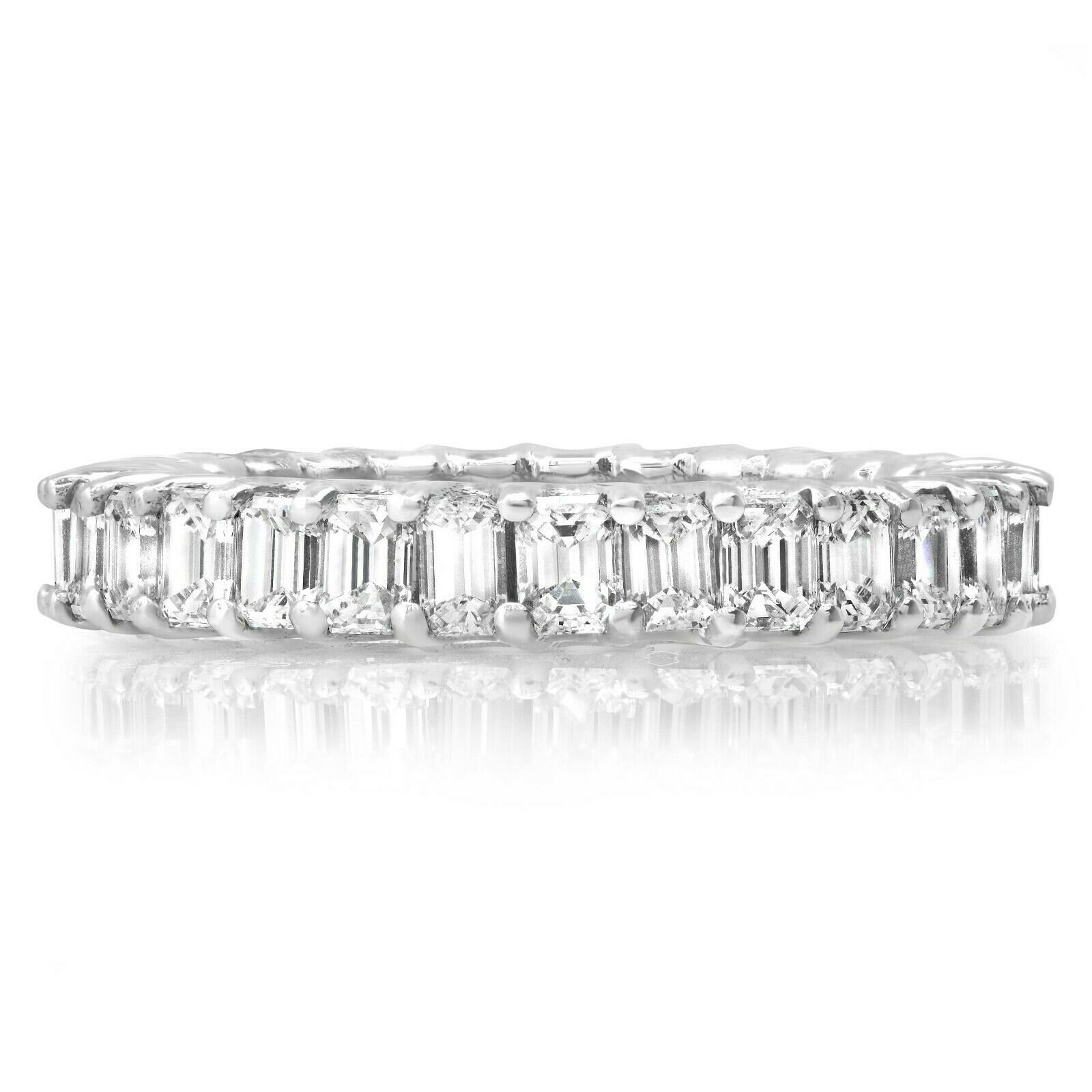 18K Weißgold Smaragd Diamant Eternity Ring 2.66Ct Natürliches Zertifiziertes Jubiläum Statement Geschenk Für Sie von SageDesignsLA