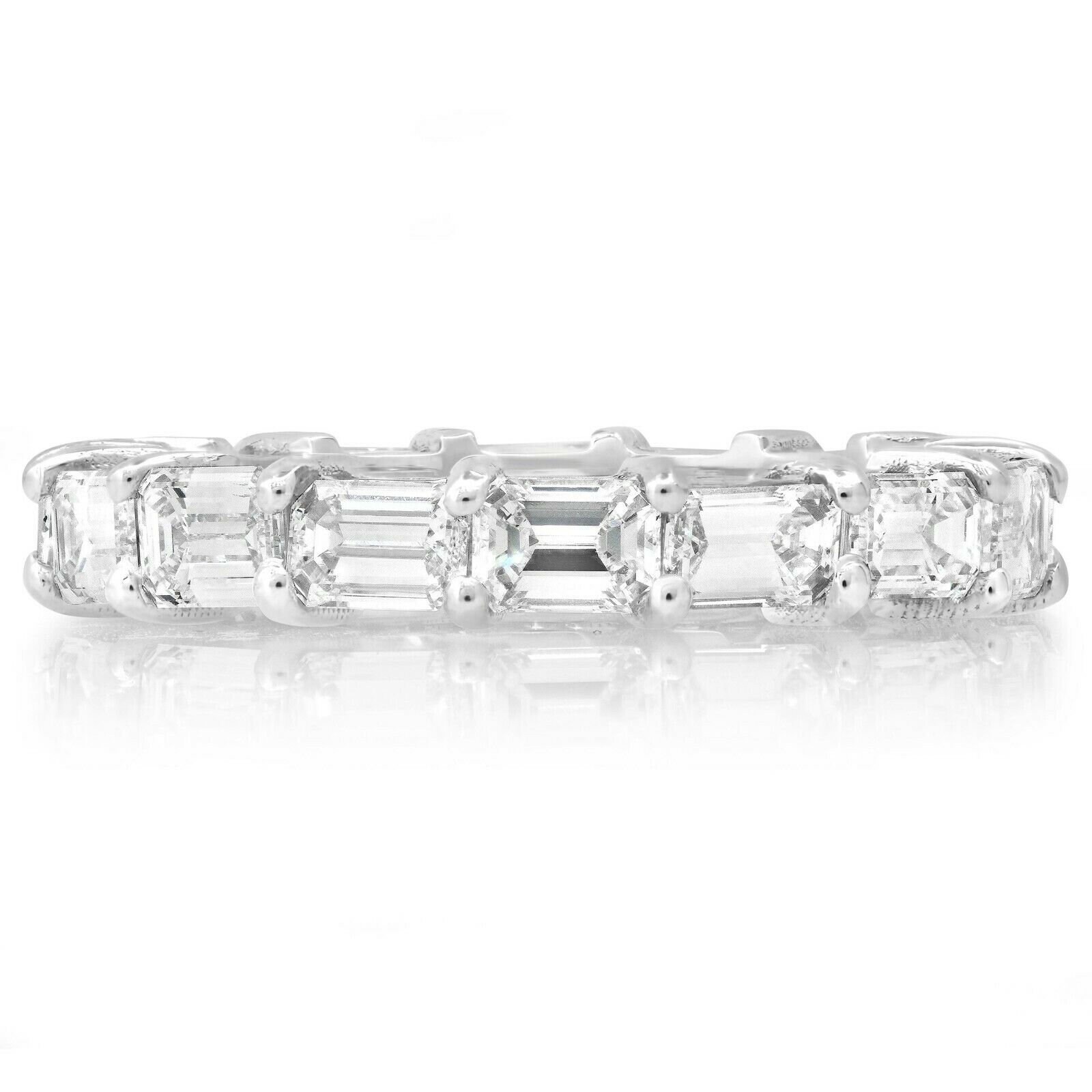 18K Weißgold Smaragdschliff Diamant Eternity Ring 2.88Ct Zertifiziert Natürlich F Vs2 Hochzeit Jahrestag Verlobung Erde Abgebaut East West von SageDesignsLA