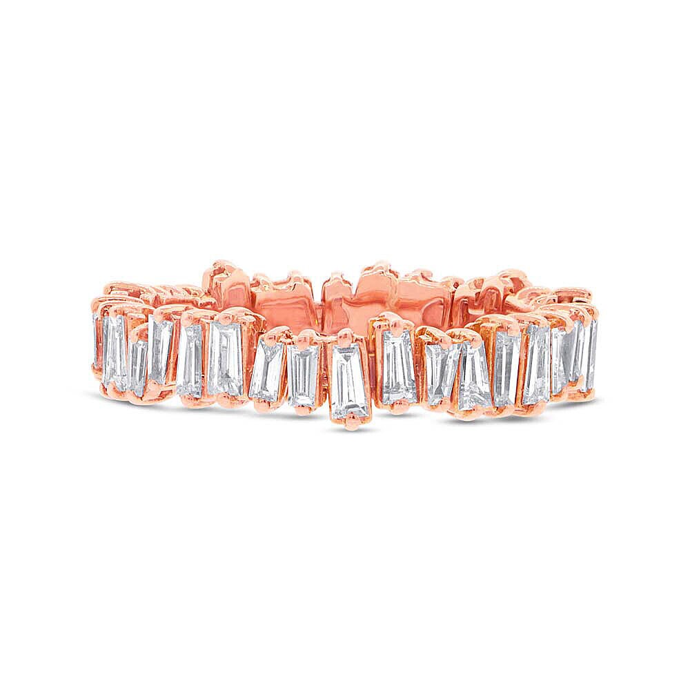 Baguette Geschnitten Diamant Ring Band 14K Rose Gold Gezackt Stapelbare Größe 8 Natürliche von SageDesignsLA