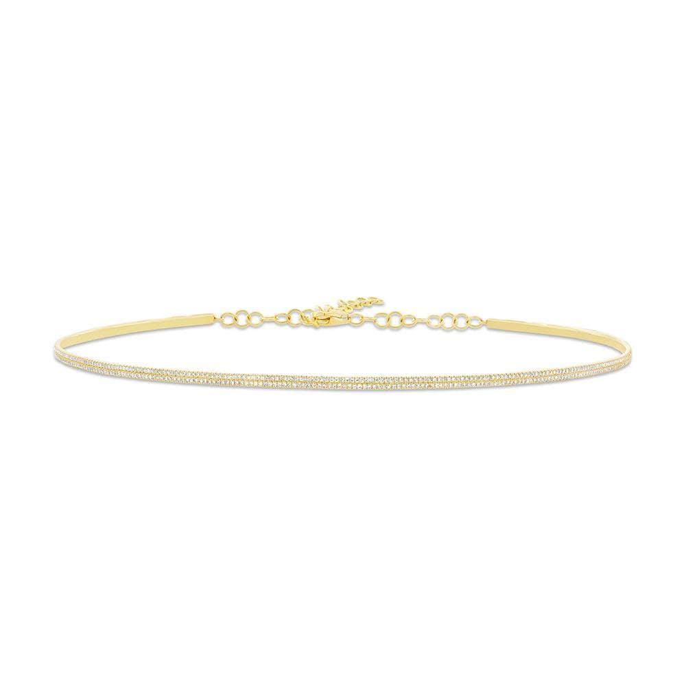 Diamant Halsband Halskette 14K Gelbgold Flexible Pflaster Set Verstellbar 0, 77Ct Natürliche Runde Geschnitten Geschenk Für Sie von SageDesignsLA