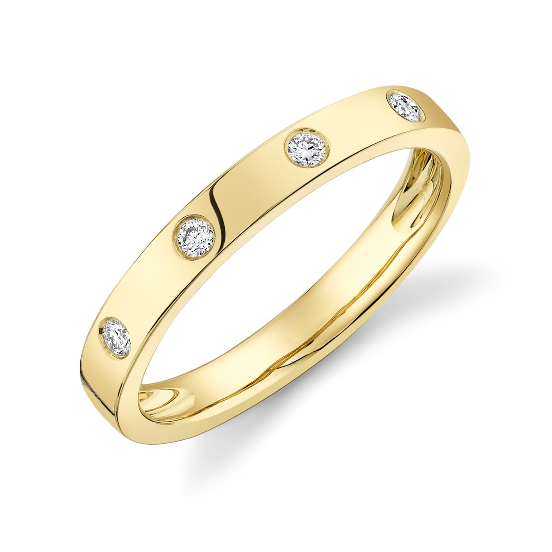 Diamant-Hochzeit-Band-Ring 14K Gelbgold Lünette Runde Geschnitten Womens 3 Mm Breit 0, 07Ct Zertifiziert Natürliche Jahrestag Konflikt Freies von SageDesignsLA