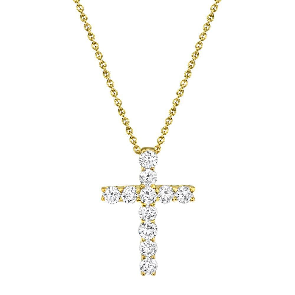 Diamant-Kreuz-Anhänger-Halskette 14K Gelbgold Runde Geschnitten Brillant 0, 32Ct Zertifiziert Natürliche 1/2 Zoll Länge Verstellbare Kette von SageDesignsLA
