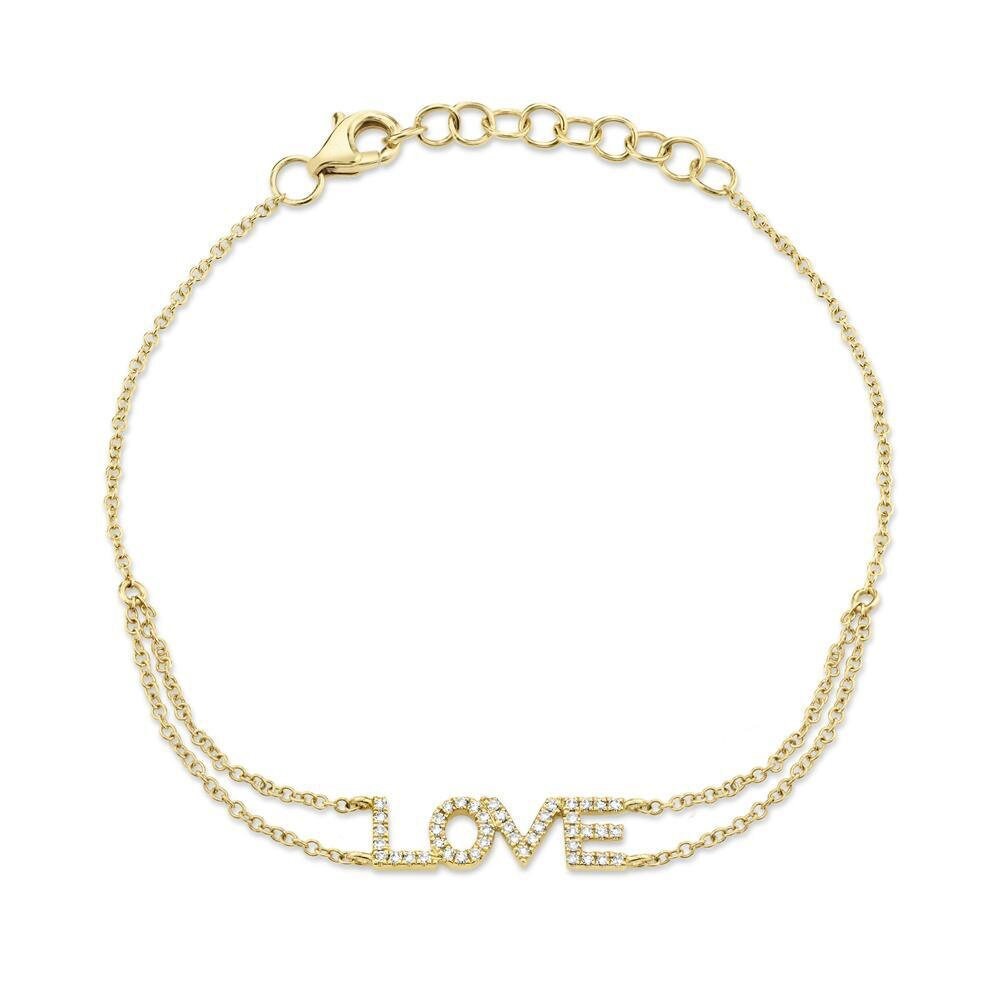 Diamant Love Armband 14K Gelbgold Rundschliff Natur 0, 12 Ct Statement Geschenk Für Sie von SageDesignsLA