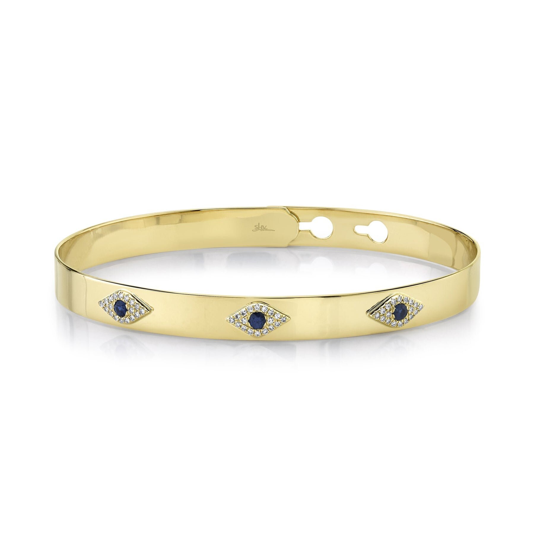 Evil Eye Diamant Saphir Armreif 14K Gelbgold Verschluss Verstellbar 0.28Tcw Natural Pave Set Geschenk Für Sie von SageDesignsLA