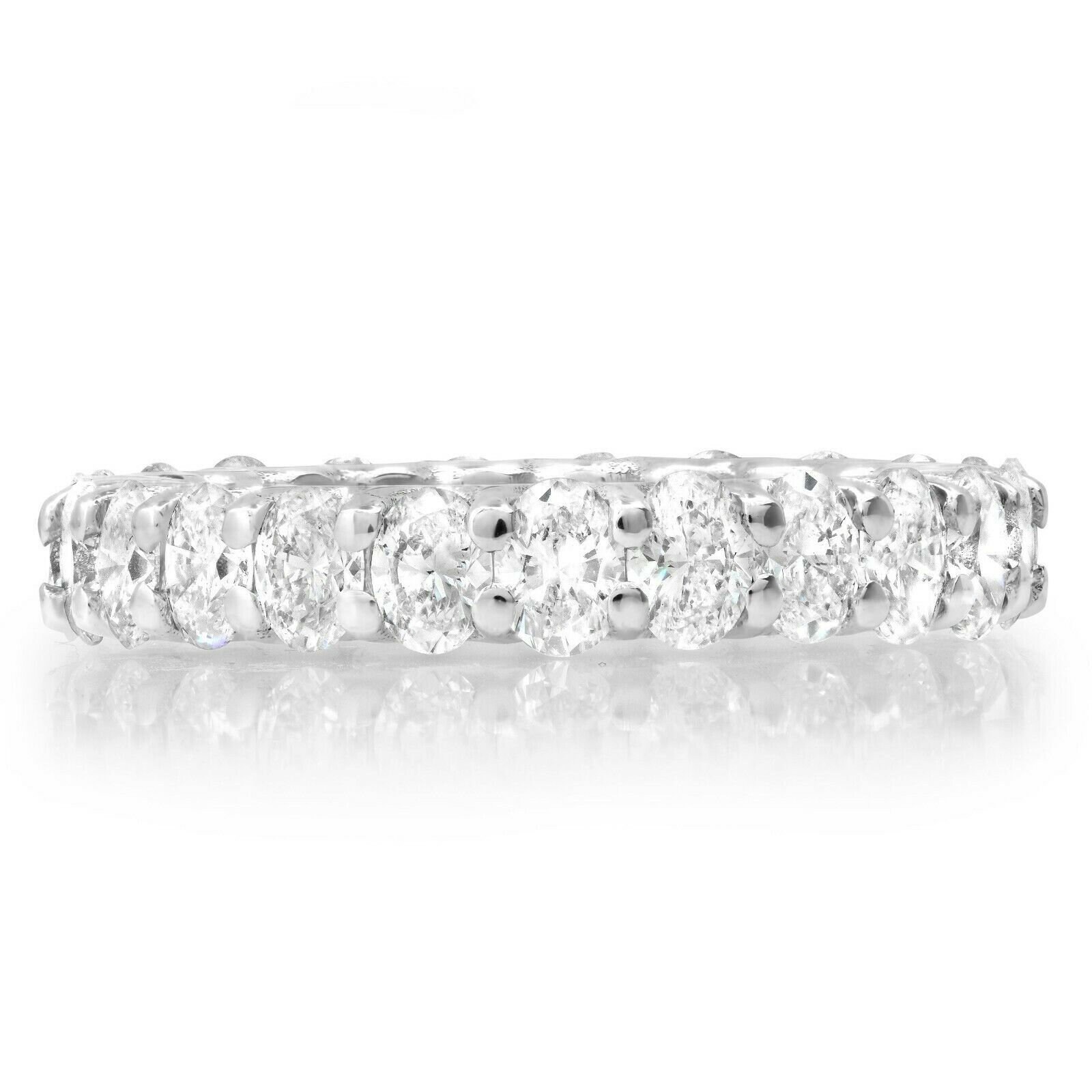 Oval Geschliffener Diamant Eternity Ring 18K Weißgold Stapelbar Band Verlobung 3.24Ct von SageDesignsLA