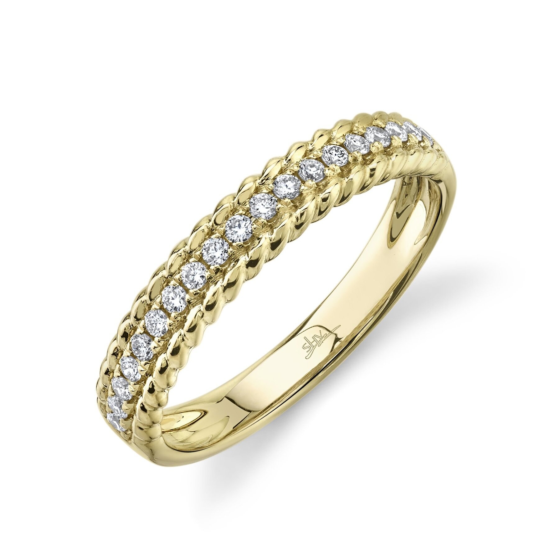 Perlen Diamant Band Ring 14K Gelbgold Hochzeit Jahrestag Aussage Rechte Hand Stapelbare Runde Geschnitten Natürliche 0, 19Ct Zertifizierte Geschenk von SageDesignsLA