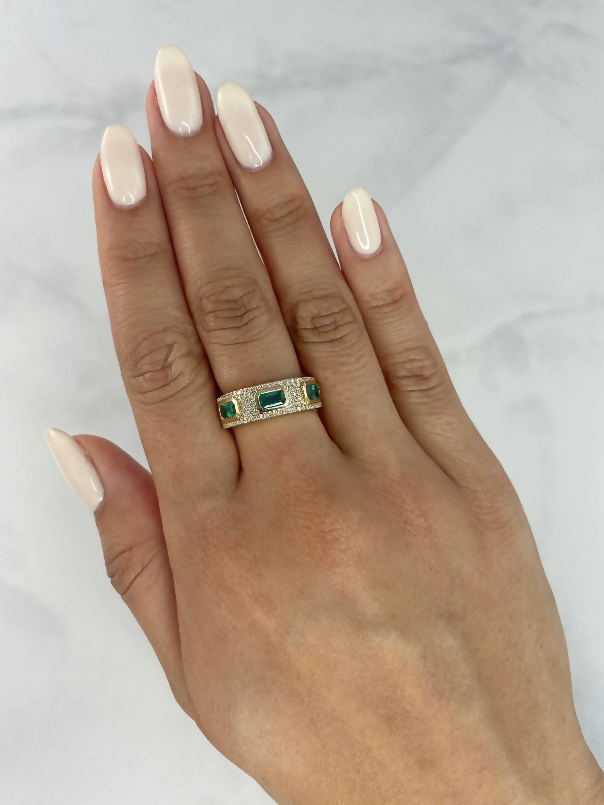 Smaragd Edelstein Und Diamant Ring 14K Gelbgold Band Statement Cocktail Natur 1.00 Tcw Jahrestag Geschenk Für Sie Konfliktfrei von SageDesignsLA