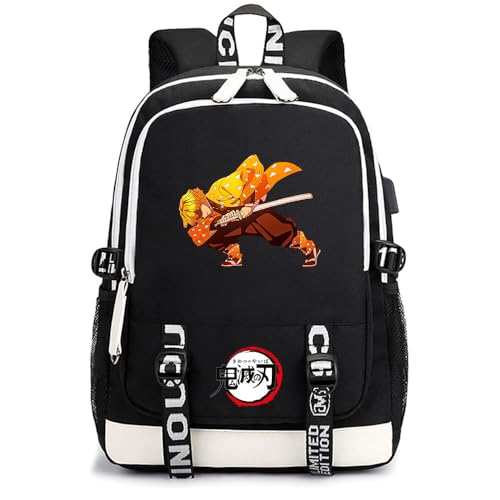 Anime Demon Tanjiro Nezuko Slayers Klassischer Schultaschen Outdoor Tasche Reise-Rucksäcke für Teenager Herren Damen von Sageam