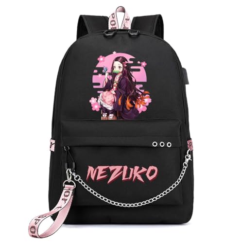 Anime Demon Tanjiro Nezuko Slayers Tagesrucksäcke Laptop-Rucksäcke Cosplay-Rucksäcke für Teenager Mädchen Jungen von Sageam