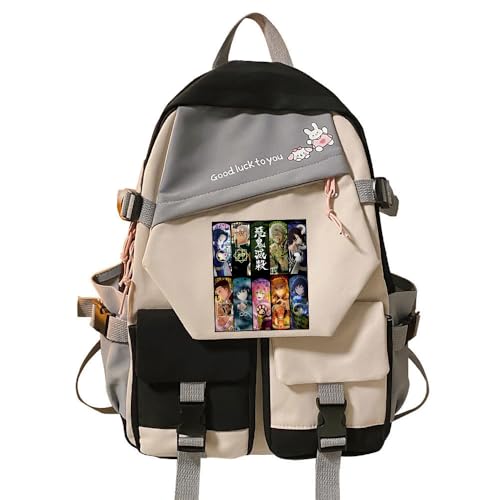 Sageam Anime Demon Tanjiro Slayers Modisch Rucksäcke Nezuko Tagesrucksack Campus Backpack mit Laptopfach für Mädchen Jungen Rosa von Sageam