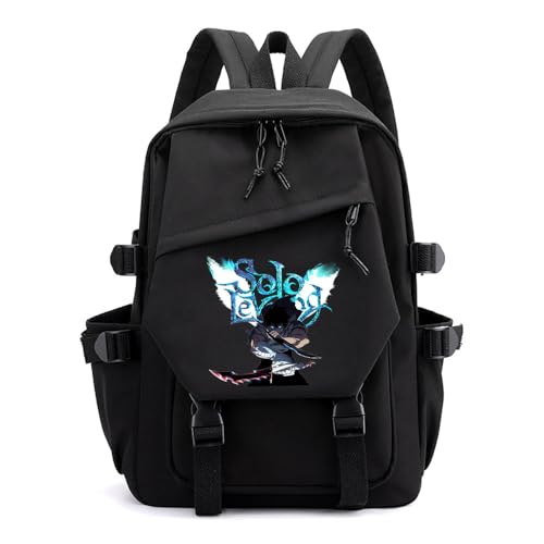 Sageam Anime Solo Leveling Merch Campus Rucksäcke Cartoon Schulranzen mit Laptopfach für Teenager Jungen Mädchen von Sageam